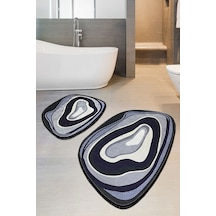 Piedra 2 Li Set Banyo Halısı Djt Yıkanabilir Kaymaz Taban  Paspas Klozet Takımı Çok Renkli
