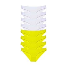 8 Adet Süper Eko Set Likralı Kadın Slip Külot Sarı Beyaz Çok Renkli
