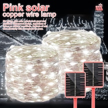 Beyaz Pembe Güneş Panelı Peri Işık Açık Su Geçirmez Işık Noel Çelenk Tatil Partisi Düğün Dekorasyon Işık 7 M/12 M/22 M/32 M 12m 100led Beyaz