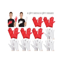 Çocuk Gösteri Eldiven Seti 5 Çift Beyaz &amp 5 Çift Kırmız N177