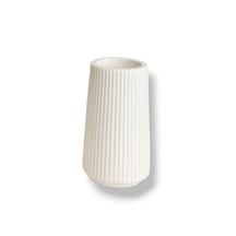 Minimalist Tırtıklı Silindir Vazo - Modern Dekoratif Obje Beyaz