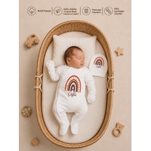 Pia Baby İsme Özel Kız Bebek Tulum %100 Pamuk Organik Baskılı İsimli Bebek Tulumu 1002t3x Ekru