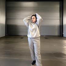 Ceyss Design Unisex Üç İplik Şardonlu Sweatshirt Eşofman Takımı-açık Gri Açık Gri