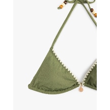 Koton Astarlı Kroşe Detaylı Boncuklu Üçgen Bikini Üstü Haki 5sak10081mm Haki