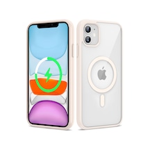 Apple iPhone Uyumlu 11 Kılıf Kenarlar İnce Arka Kısım Magsafe Kamera Yükseltili Silikon Pazarplus Pembe