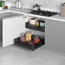 Starax Premium Bağımsız Çift Açılım Gizli Raylı Çekmece Frenli Modül 80cm Antrasit S-2338-p-a