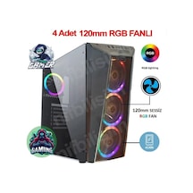 Nif Bilişim 4 Adet Rgb Işıklı Fanlı Oyuncu Gamer Bilgisayar Kasası Temper Camlı Psu Hariç