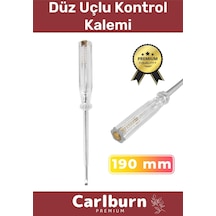 Premium Vida Atölye Ev İş Ofis Uzun Sağlam Dayanıklı Tornavida Düz Uçlu Kontrol Kalemi 190 Mm