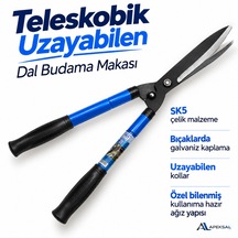 Teleskobik Uzayan Kollu Çelik Ağaç Dal Budama Çit Kesme Bahçe Makası