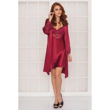Pierre Cardin 2li Saten Kısa Gecelik Sabahlık 4300 001
