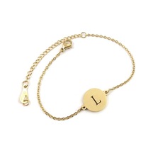 Kadın Paslanmaz Çelik Alfabe İlk Pretty Zarif Moda Şık Bilezik Mektup Zinciri Basit Paslanmaz Çelik Nedime L Altın
