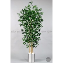 Yapay Bambu Ağacı 170cm Gümüş Metal Saksıda H