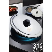 Mey İthalat 31 Cm Kızartma Tavası Kapağı Çelik Żelazny Design 719802 Çok Renkli