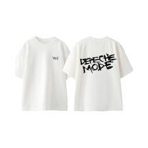 Thewert Depeche Mode 3 Tasarım Sırt Baskılı Pamuk Beyaz Oversize T-shirt