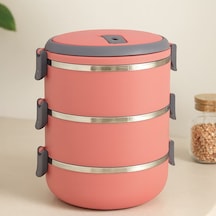 3'lü Sefer Tası Saklama Kabı 1.8 L Koyu Pembe Renkli
