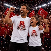 Bk Gift Kişiye Özel Türkiye Taraftar Temalı 2026 Dünya Kupası Tasarımlı Baba&kız Tişört Seti-3, Tek Yürek Milli Takım Ruhu