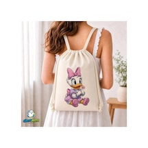 Ghostbastır Design Daisy Duck Büzgülü Keten Çanta C073 Bej