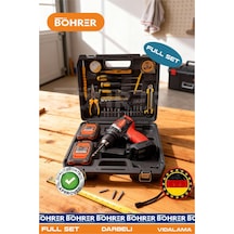 Böhrer Ba011183 Çift Akülü +32 Parça Full Set Penseli Model Darbeli Kömürsüz Çift Akülü Yeni Nesil Vidalama Matkap