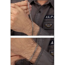 3.5 Mm Kare Model Erkek 925 Ayar Gümüş Kral Bileklik Künye