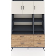 Hyperion Dolap 10 Raflı 4 Çekmeceli 3 Kapaklı 132x44x195 Antrasit-aytaşı/çam Aytası/atlas Çam