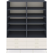 Kronos Gardrop 10 Raflı 6 Çekmeceli 176x59x221 Antrasit-antrasit/aytaşı Antrasit/aytaşı