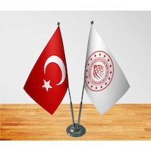 Masa Üstü Ulaştırma Bakanlığı Bayrağı Türk Bayrağı İkili Krom Dir