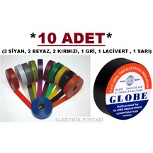 10 Adet Globe Renkli Elektrik Bandı . Elektrik Bantı Elp