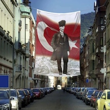 Ay Yıldızlı Mustafa Kemal Atatürk Poster Cephe Bayrak -400x600cm -4x6 Metre 1