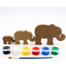 Na Neşeli Ahşap Ahşap Fil Figürü 3 Lü Takım 15cm 10cm 6cm Ahşap Boyama Ürünü.boyama Etkinliği.okul Öncesi Model 3lüfilboyalı