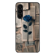 Samsung Galaxy A27 Uyumlu Mor Gül Baskılı Silikon Kılıf Renkli