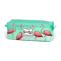 Coral High Tek Gözlü Yeşil Flamingo Desenli Kalem Çantası - Kız