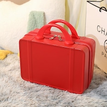 Cbtx 14 İnç Küçük Bavul Çanta Hafif Vintage Kozmetik Çantası Seyahat Bagaj Çantası - Kırmızı