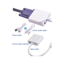 Hdmi To Vga Kablo Ses Çevirici Micro Usb Güç Ps3 Ps4 Xbox 360 Pi