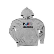 Bmw Im Boss Gri Kapşonlu Sweatshirt Hoodie Siyah