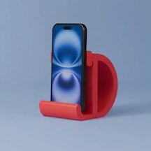 Dekoratif D Harfi Tasarımlı Masaüstü Akıllı Telefon Standı Ve Tutucu Kırmızı