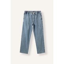 Defacto Beli Lastikli Bağcıklı Wide Leg Jean Pantolon I7392ax26aunm39 Mavi-nm39