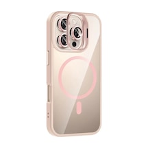Joko Apple iPhone Uyumlu  16 Pro Max Uyumlu Remim Lensli Magsafe Standlı Kapak - Pembe