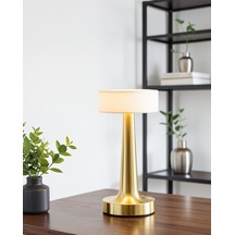 Kablosuz Led Masa Lambası Gold Kare Tasarım Type C Şarjlı Altın