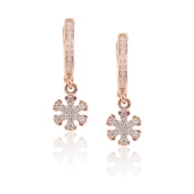 Kar Tanesi Model Zirkon Taşlı Rose Kaplama Bayan Gümüş Küpe 201022763