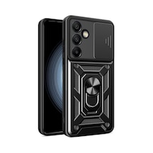 Zore Galaxy S25 Fe Kılıf Magnetik Standlı Kamera Korumalı Nvth Sürgülü Vega Kapak - Siyah