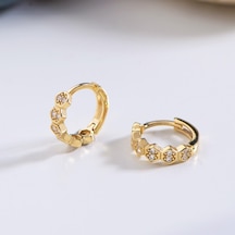 Goldkupe 14 Ayar Altın Taşlı Petek Halka Küpe 1,17 Gr-3023