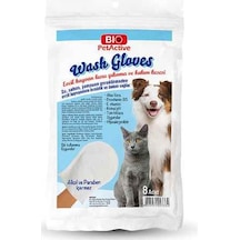 Bio Petactive Wash Gloves 8 Adet Evcil Hayvanlar için Kuru Yıkama