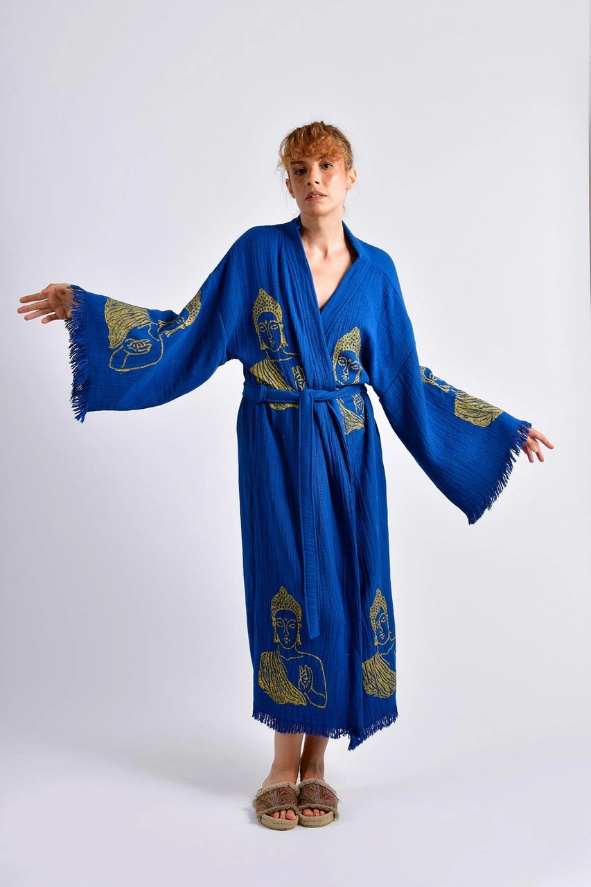 Brandsmithshop Mavi Serenity Buddha Kimono Çok Renkli