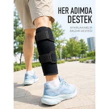 Alt Baldır Destekliği Çift Sabitleme Bantlı Ayarlanabilir Spor Baldırlığı - Lisinya Siyah