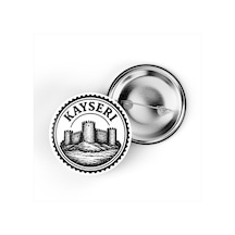 5 Adet İğneli Çanta Rozeti - Kayseri Kalesi - Kayseri - 44 MM Çok Renkli