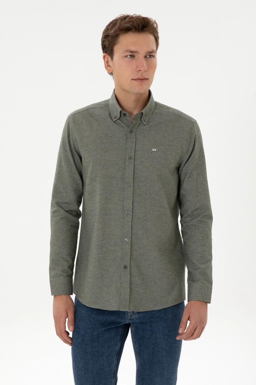 U.s. Polo Assn. Erkek Haki Gömlek Desenli 50315613-vr027 Haki