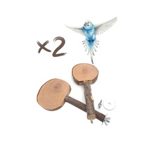 2x Doğal Ağaç Dalı Kuş Tüneği - Papağan, Sincap, Hamster İçin Çiğneme Oyuncağı