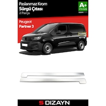 S-dizayn Peugeot Partner 3 Krom Sürgülü Kapı Çıtası 2 Prç 2019 Üzeri A+ Kalite