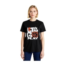Paybuy Hadi Oynayalım Basketbol Çağrısı Baskılı Kadın Tişört Siyah