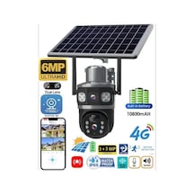 6mp Solar Güneş Panelli Güvenlik Kamerası Sim Kart Destekli Dahili Batarya Hareket Algılama Alarm